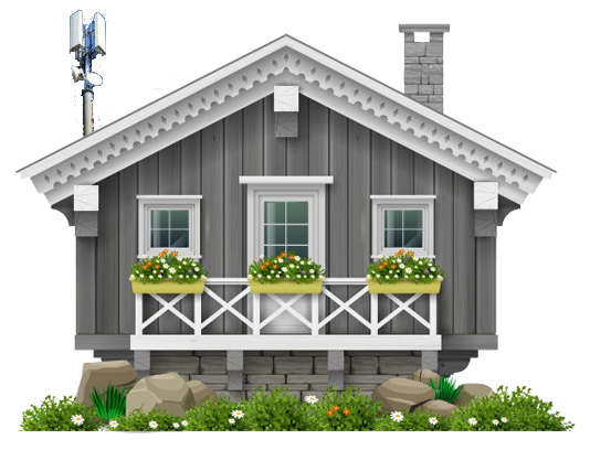 Vivienda con antena para conexión a internet por satélite