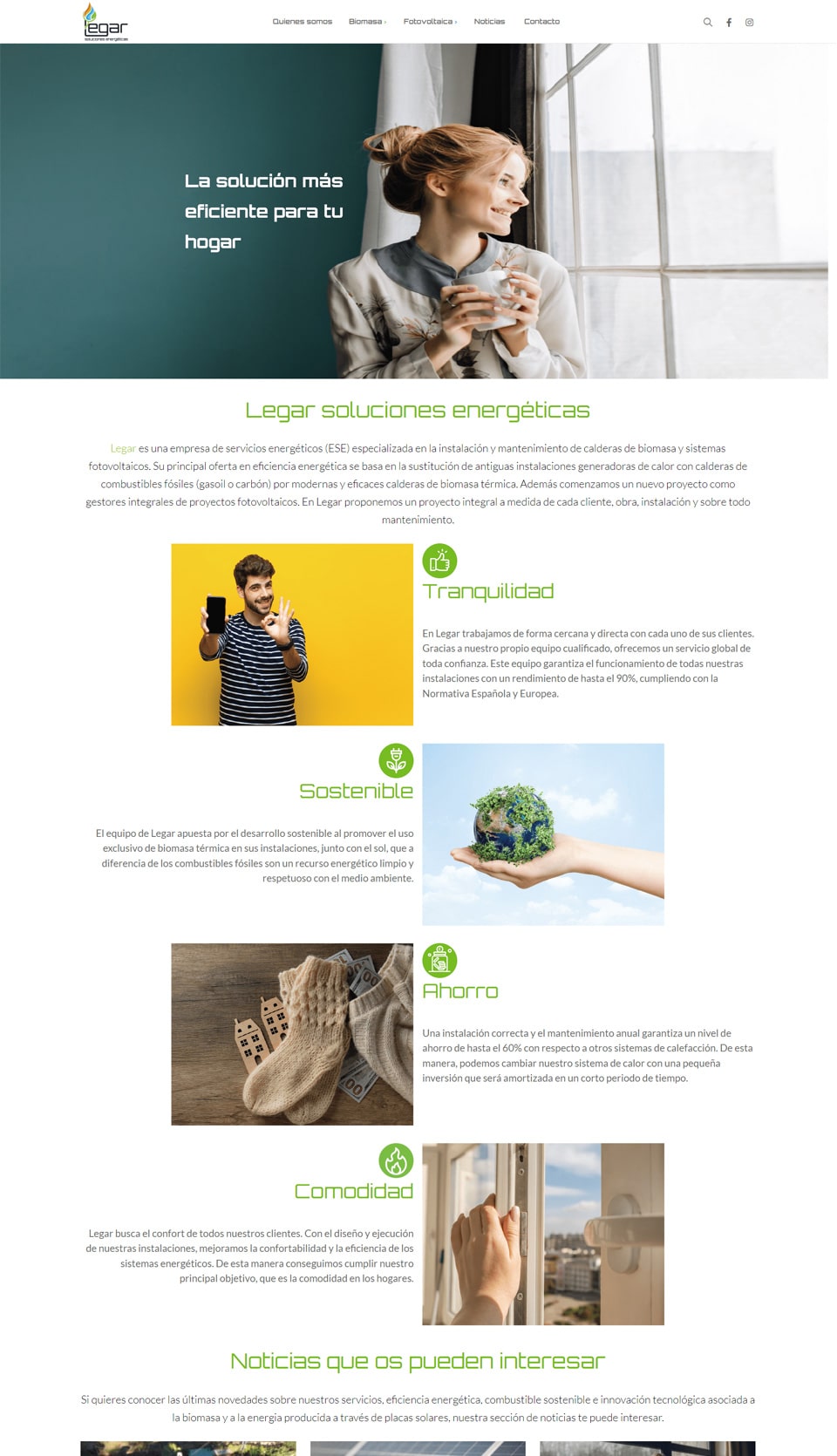 Captura del proyecto web Legar